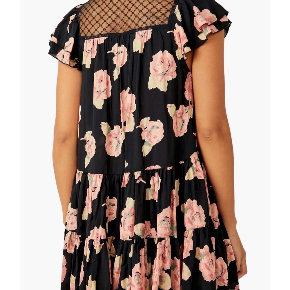 Free People Floral Babydoll Dress Black Pink Medium - Picture 14 of 14